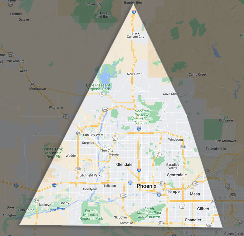 service area map TSM Roofing Phoenix