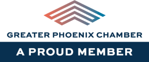 Greater Phoenix Chamber logo with 'A Proud Member' text.