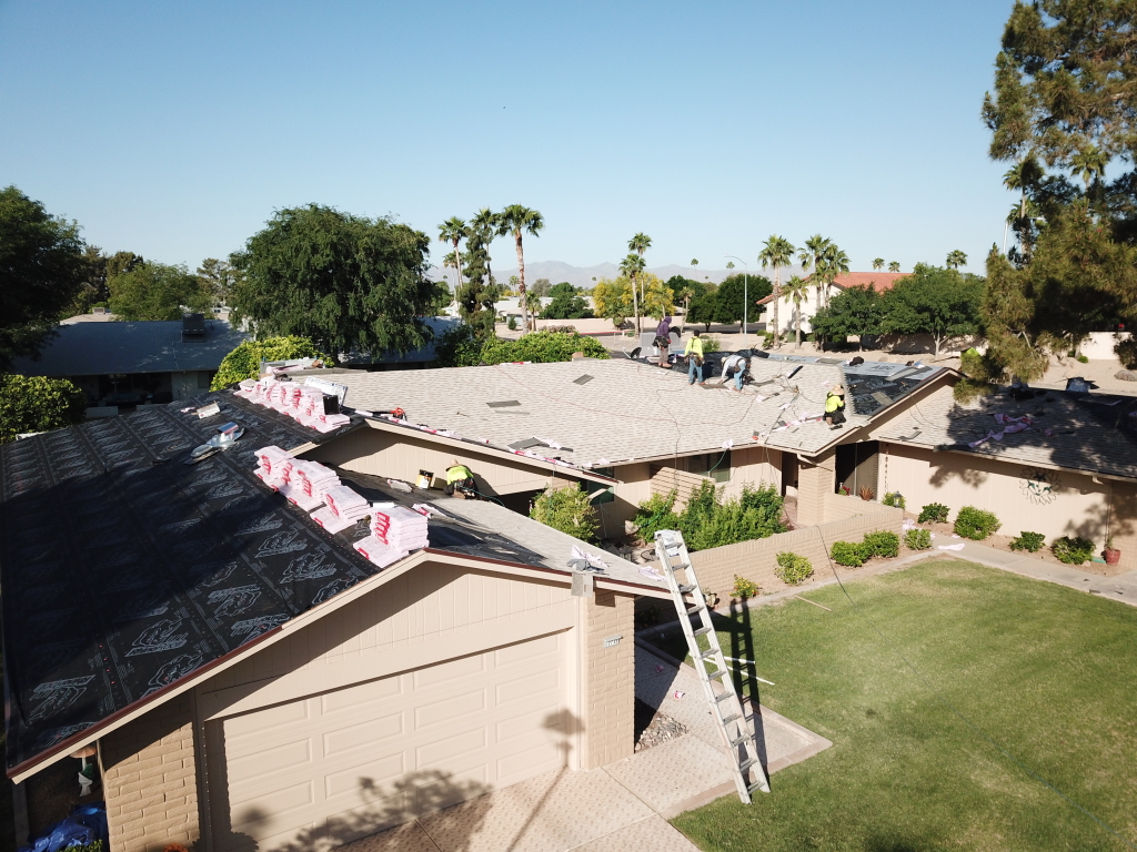 a roofing project on a house