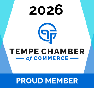 Tempe Chamber of Commerce 2026 Proud Member badge with logo.
