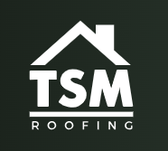Logo of TSM Roofing featuring a stylized house outline.