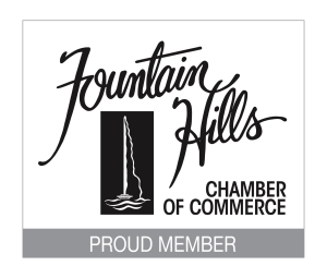 Logo of Fountain Hills Chamber of Commerce with proud member text.