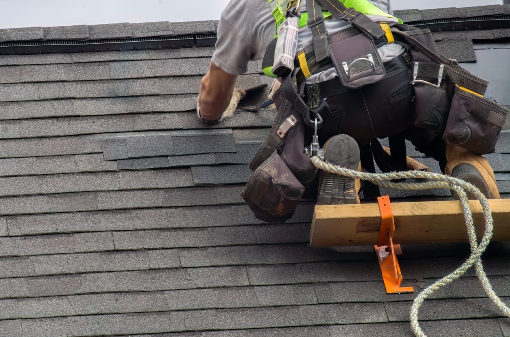 a person on a roof
